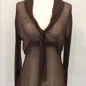 Theory sheer burgundy blouse
